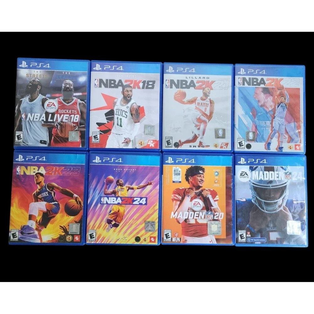 Lot of 8 PS4 Games: NBA 2K18, 2K21, 2K22 2K23 2K24 Live 18, Madden 20, Madden 24